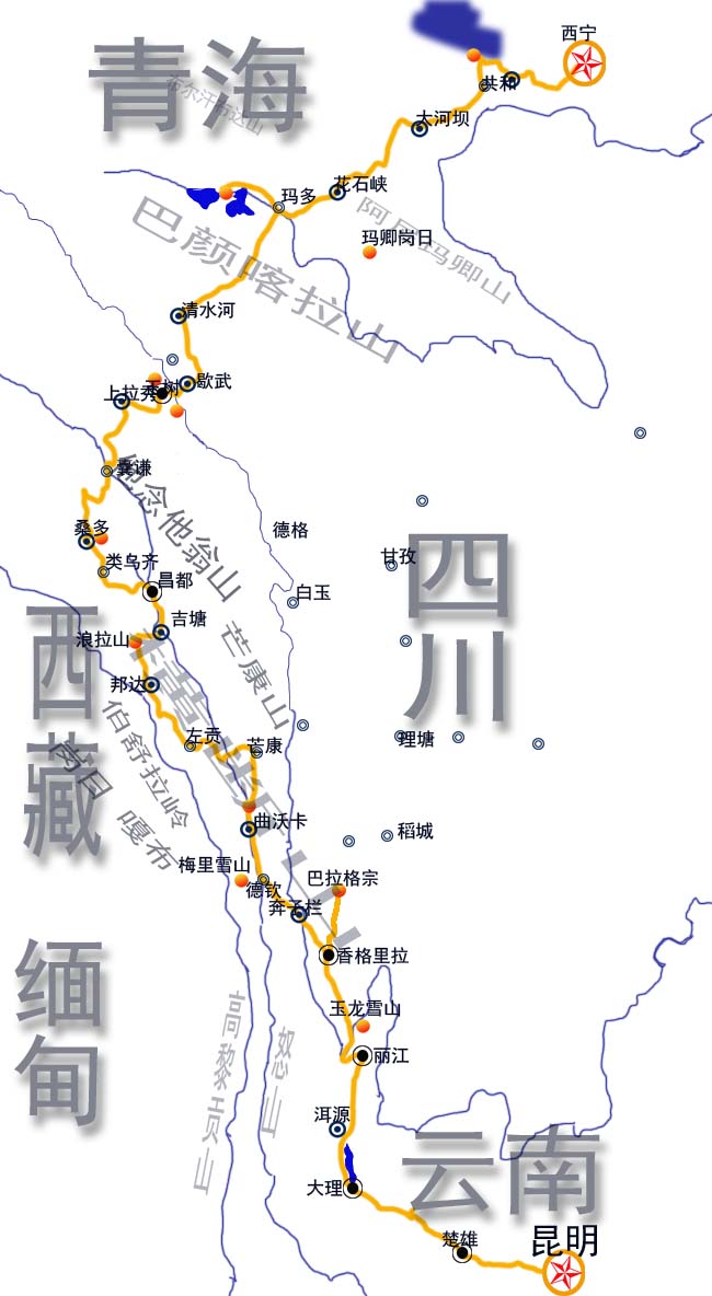 西宁包车到昆明旅游9日 经g214国道